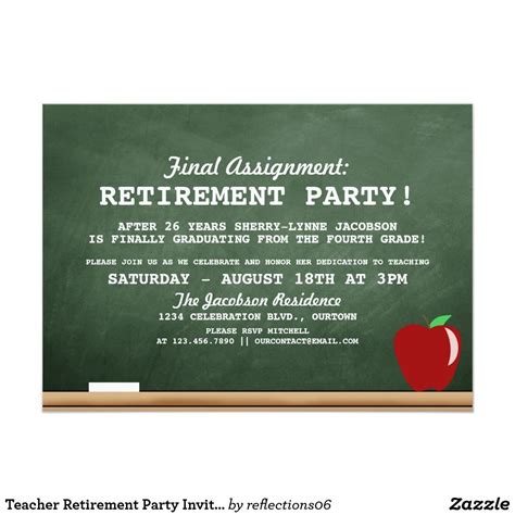 This post may contain affiliate links or ads. Teacher Retirement Party Invitation | Zazzle.com ...