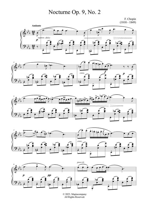 F Chopin Chopin Nocturne Op9 No2 Piano Sheet Music Free Sheet By