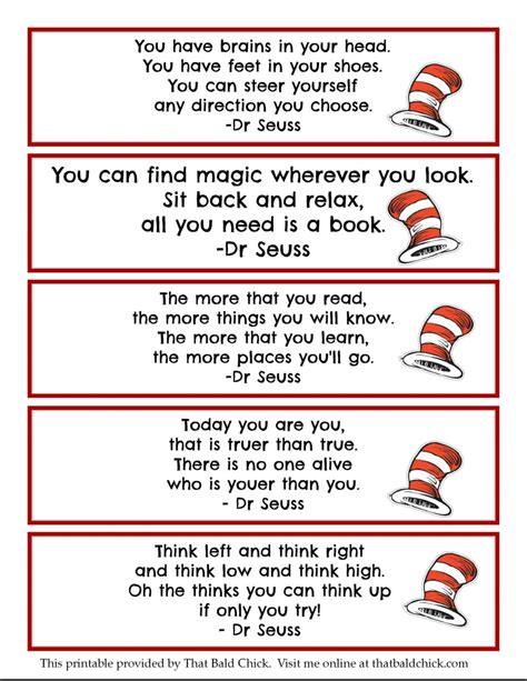 Dr Seuss Printables Free Bookmarks That Bald Chick