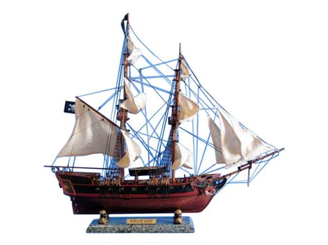 Buy Wooden Caribbean Pirate Ship Model 26in White Sails Model Ships