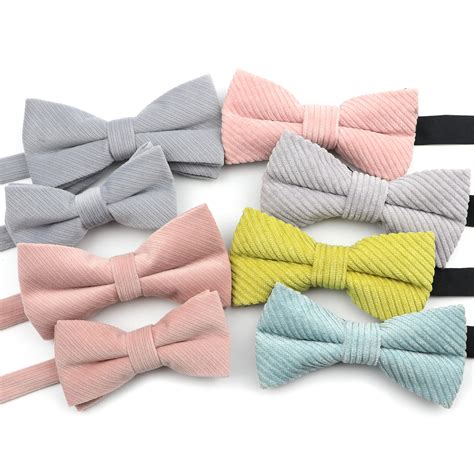 Mens Corduroy Bowtie Colorful Cotton Flexible Smooth Butterfly Soft