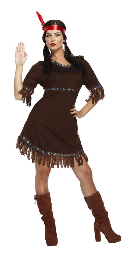 Henbrandt Damen Indianer Squaw Damen Kostüm Brown One Size Lustige