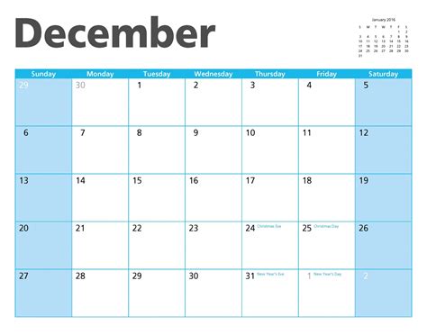 December 2015 Calendar Page Free Stock Photo Public Domain Pictures