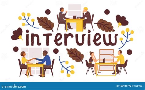 Job Interview Vector Illustration Candidates Answers Questions On Job