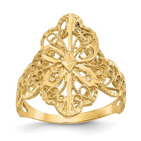 14kt Yellow Gold Filigree Band Ring Size 600 Fine Jewelry Ideal Ts