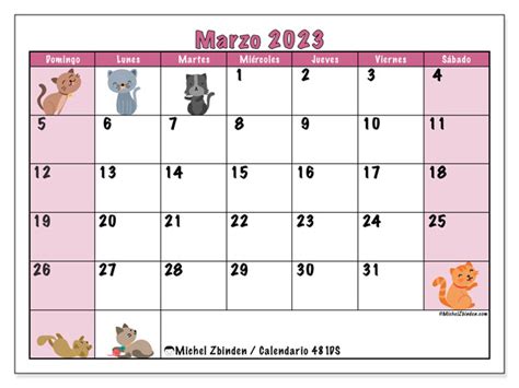 Calendario Marzo De 2023 Para Imprimir “481ds” Michel Zbinden Bo