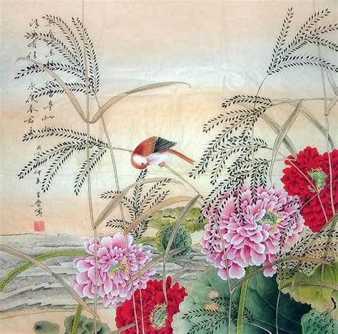Chinese Lotus Painting Lotus 2617017 69cm X 69cm27〃 X 27〃