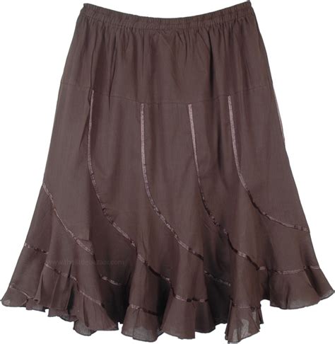 Chocolate Brown Summer Short Skirt With Ribbons Short Skirts Brown