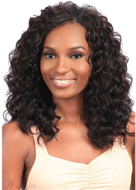African American Wigs Long Bob Human Hair Curly Women Wig 16 Inches M