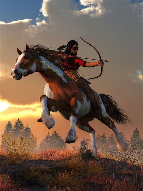 Warrior Digital Art Horseback Archer At Dawn By Daniel Eskridge