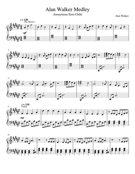 Слушать песни и музыку alan walker (алан уокер) онлайн. Alan Walker Medley Sheet music for Piano | Download free in PDF or MIDI | Musescore.com
