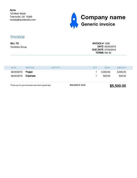 Free Generic Invoice Template Customize And Send In 90 Seconds