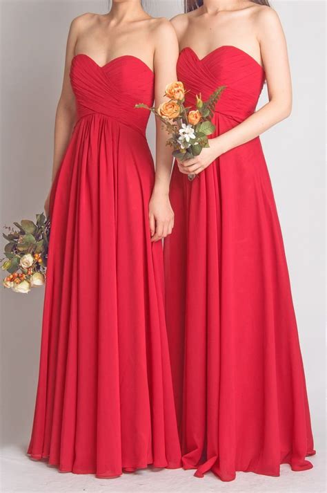 Red Bridesmaid Dressa Line Red Chiffon Bridesmaid Gown · Sancta Sophia
