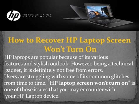 How To Recover Hp Laptop Screen Wont Turn On