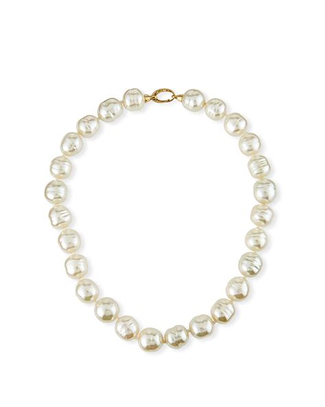 Majorica 14mm Baroque Pearl Strand Necklace With Bean Clasp Neiman Marcus