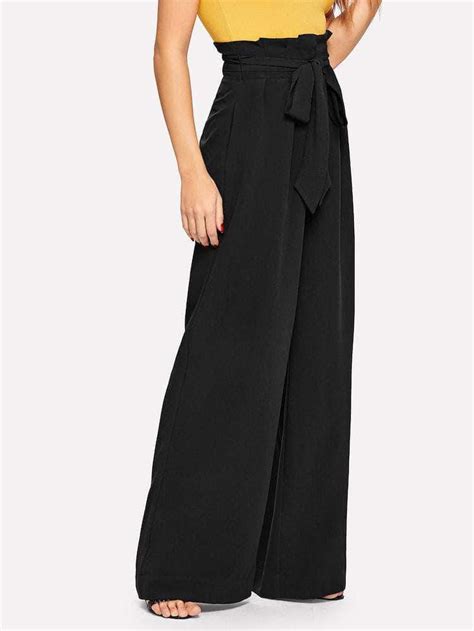 Fifth Avenue Georgette Gttwp17 Self Belted Extra Wide Leg Pants Blac