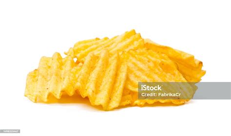 Yellow Potato Chips Isolated On White Stock Photo Download Image Now