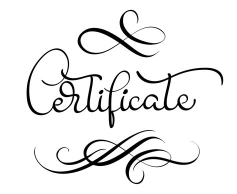 Mot De Certificat Avec Sépanouir Sur Fond Blanc Calligraphie Lettrage Illustration Vectorielle