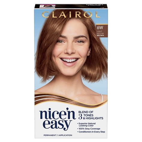 Clairol Nicen Easy Permanent Hair Color Creme 6w Light Mocha Brown