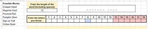 Word Finder Template - Google Sheets - sirknightj