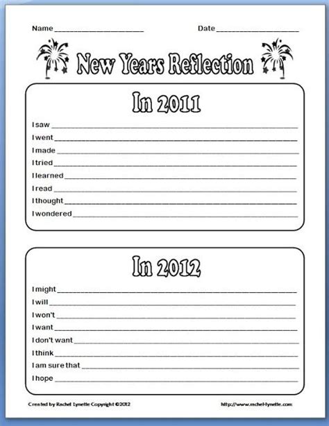 New Years Reflection Printable Classroom Freebies Reflection