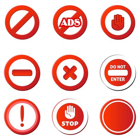 Premium Vector Set Of Deny Stop No Enter Forbidden Red Prohibited