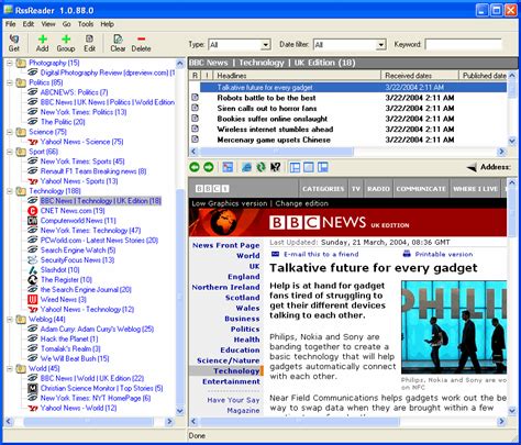 Omea reader combines web browsing, feed reading, and newsgroups in one capable application. RssReader - free RSS reader displays any RSS and Atom news ...