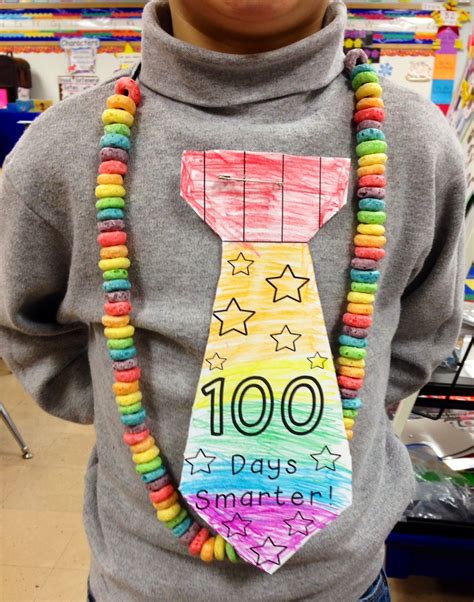 100th Day Of School Tie And Fruit Loop Necklace Elementary