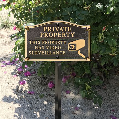 Property Has Surveillance Statement Lawn Plaque With Stake Signs Sku