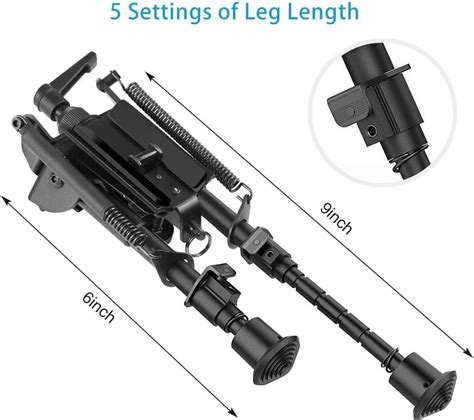 Inch Tactical Swivel Bipod Foldable Notched Legs Pivot Tilt With S