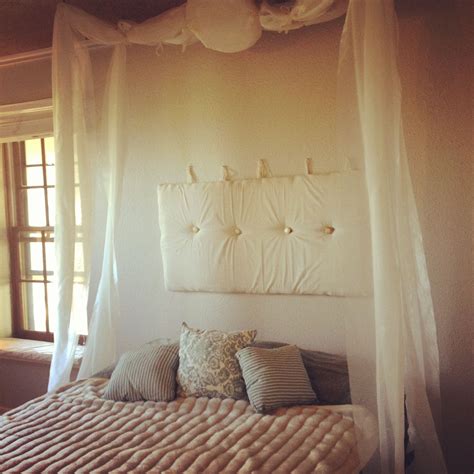 Fabric bed headboard and fabric drapes! fabric bed headboard