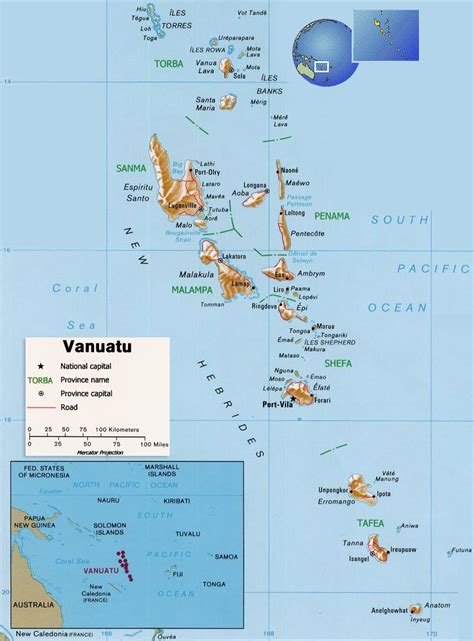 Map Vanuatu Port Vila Efate Capital