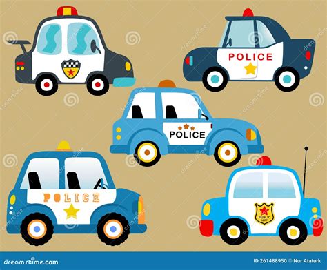 Vector Set Of Police Cars Cartoon Stock Vector Illustration Of