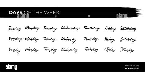 Hand Lettered Days Of The Week Lettering For Calendar Organizer
