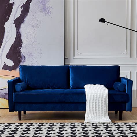 Kepooman Mid Century Modern Velvet Fabric Loveseat Sofa Bed For Living
