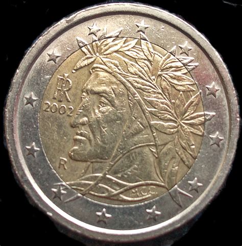 Monedas De México Y El Mundo Italia 2 Euros Del 2002 Dante Alighieri