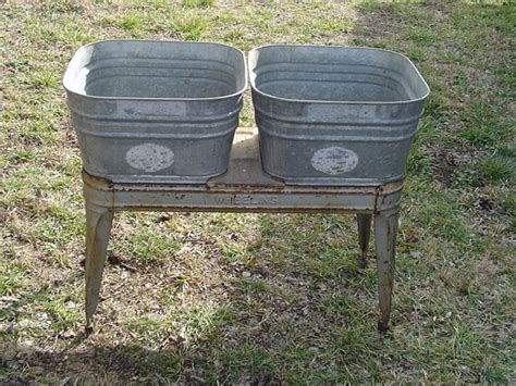 Hand selected and repurposed, our galvanized wash tub is great for planting or entertaining. Antique Wheeling Double WASH TUBS galvanized with stand ...