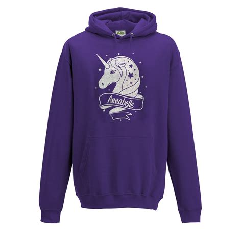 Personalised Unicorn Kids Hoodie For Girls Purple Ages 2 13 All