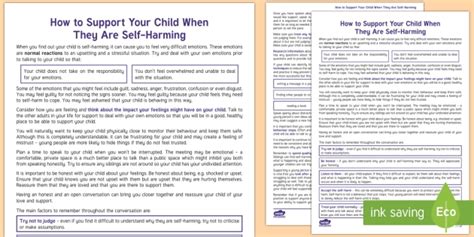 Self Harm Resources For Parents Easy To Print Twinkl