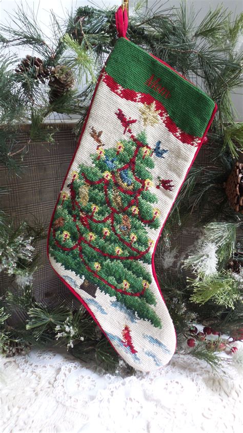 vintage mom needlepoint stocking christmas tree stocking etsy needlepoint stockings