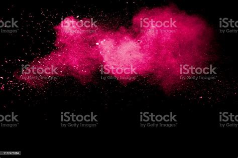 Pink Powder Explosion On Black Backgroundpink Dust Splash Cloud On Dark