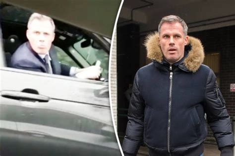jamie carragher arrives for crunch sky talks after footage shows him spit at girl 14 daily star