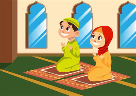 Muslim Children Pray In Mosque 508743 Vector Art At Vecteezy