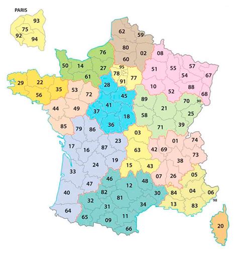 Carte De France Régions And Départements Français
