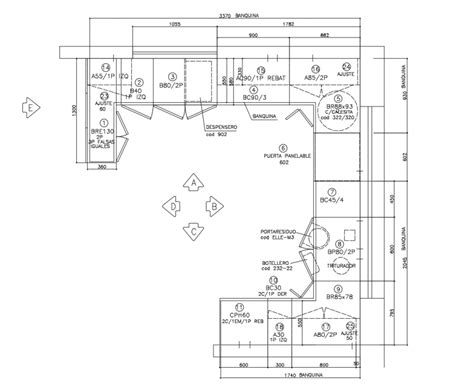 Kitchen Top View Layout Plan With Dimensions Cad Drawing Details Dwg