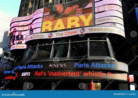 New York City Abc Tv Electronic Crawl News Editorial Photography