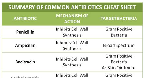 Summary Of Common Antibiotics Cheat Sheet Nclex Quiz