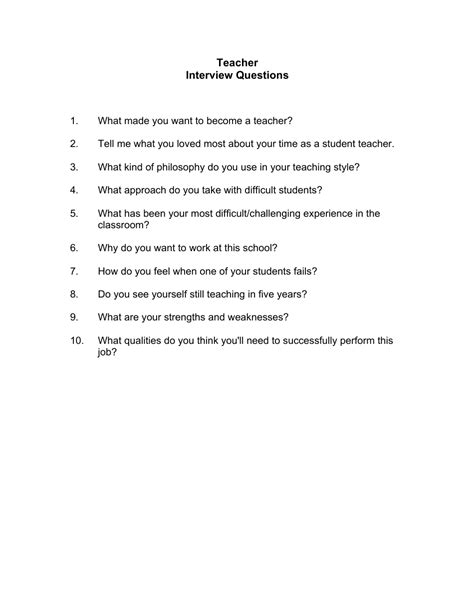 Sample Teacher Interview Questions Fill Out Sign Online And Download