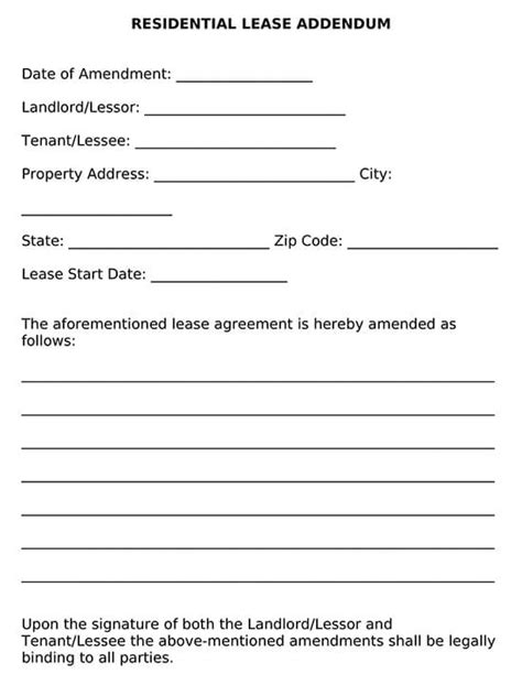 Free Residential Lease Addendum Forms Word Pdf