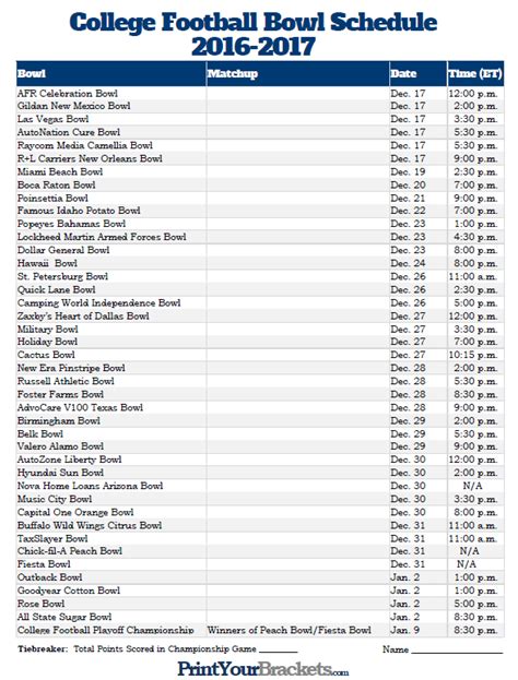 Bowl Games Schedule 2021 Printable Printable Schedule